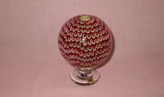 Vintage St Saint Louis French Crystal Art Glass Footed Millefiori Paperweight