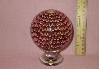 Vintage St Saint Louis French Crystal Art Glass Footed Millefiori Paperweight 2