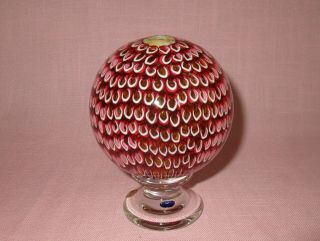 Vintage St Saint Louis French Crystal Art Glass Footed Millefiori Paperweight 3
