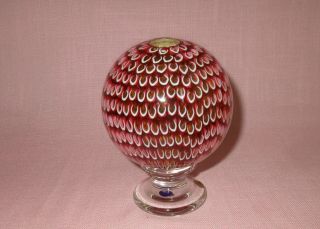 Vintage St Saint Louis French Crystal Art Glass Footed Millefiori Paperweight 5