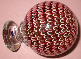 Vintage St Saint Louis French Crystal Art Glass Footed Millefiori Paperweight 6