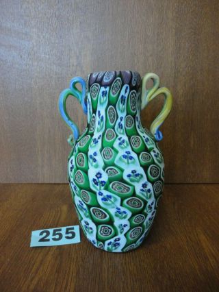 Large Fratelli Toso Floral Murrine Cane / Millifiori Italian Art Glass Vase