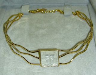 Authentic Lalique Masque De Femme Crystal Goldplated Necklace In Pouch,  Box