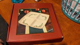 Lenox Christmas Holiday 4 Section Divided Snack Server
