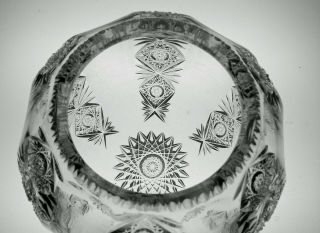 LARGE ABP CUT GLASS CRYSTAL ROSE BOWL SIGNED HAWKES IN TEUTONIC PATTERN 2