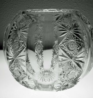 LARGE ABP CUT GLASS CRYSTAL ROSE BOWL SIGNED HAWKES IN TEUTONIC PATTERN 4