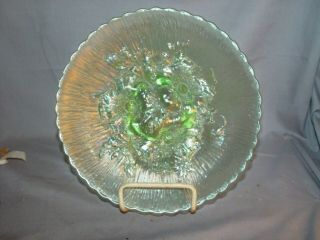 Northwood Carnival Glass Ice Gree Poppy Show Plate