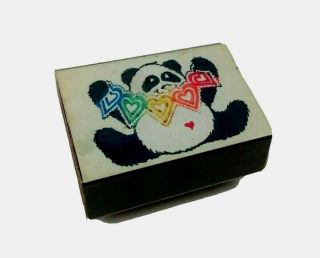 Panda Bear Holding Up Hearts Garland Vintage 1985 Stampendous Rubber Stamp