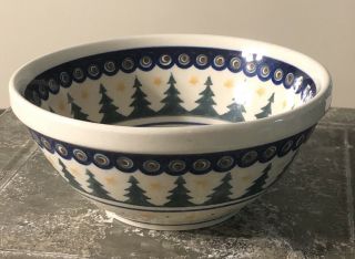 Boleslawiec Polish Pottery Christmas Tree Design Soup Or Cereal Bowl