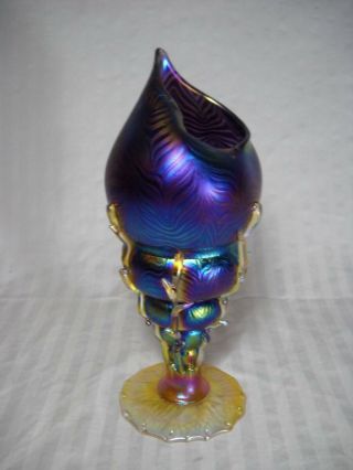 Stunning Igor Muller Conch Shell Iridescent Purple Vase 10 1/4 " Hand Blown