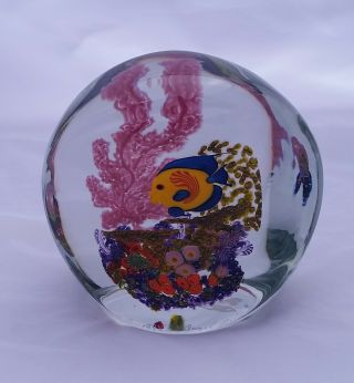 Chris Heilman Angel Fish Coral Reef 1998 Art Glass Sculpture Paperweight