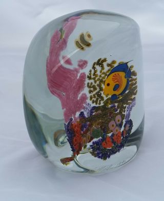 CHRIS HEILMAN Angel Fish Coral Reef 1998 Art Glass Sculpture Paperweight 4