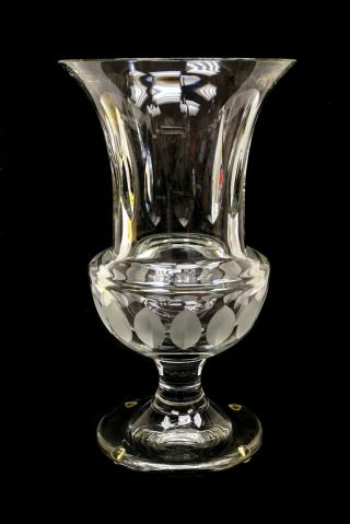 Cartier Crystal La Maison Du Shogun 13 3/8 " Large Etched Crystal Vase - B8999 D4