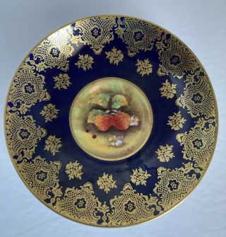 Rare Paragon " By Appointment " Bone China Saucer Dark Blue & Gold Signed F.  D Hall