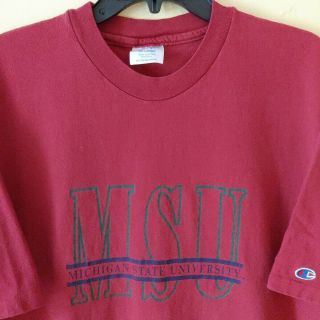 Vintage Msu Michigan State T - Shirt - Size Xxl - Champion Single Stitch Made Usa