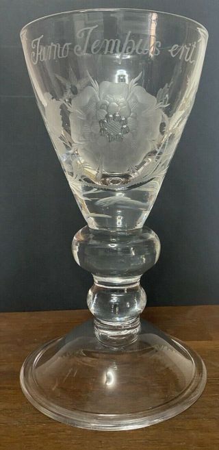 Antique English 19th Century Victorian Engraved Jacobite Glass Hanover Culloden