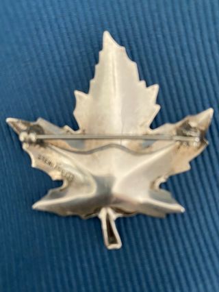 Vintage Hallmarked Burkhardt Sterling Silver 925 Maple Leaf Pin 4.  6g 3