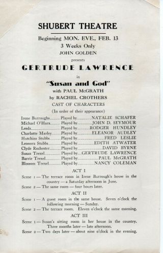 64451.  Program Shubert Theatre Gertrude Lawrence One Woman Show Feb - Mar 1939 2