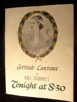 Vintage 1950 Theater Program " Tonight At 8:30 " Gertrude Lawrence San Francisco