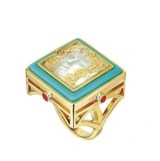 Lalique Arethuse Ring Clear Crystal,  Vermeil Lacquer Masque De Femme 10389000