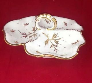 Vintage Limoges Gold White France Porcelain Divided Serving Tray Dish 3 Sections