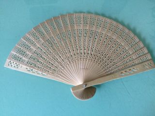 Vintage Chinese Asian Cut Bamboo Wood Folding Hand Fan