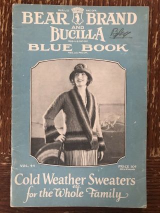 1920s Vintage Knitting Pattern Bear Bucilla Blue Book Sweaters Family Women Men