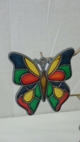 Vintage Stained Glass Suncatcher Sun Catcher Butterfly Ornament Decor