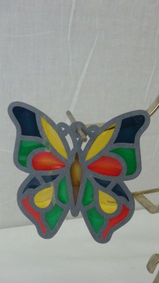 Vintage Stained Glass Suncatcher Sun Catcher Butterfly Ornament Decor 2
