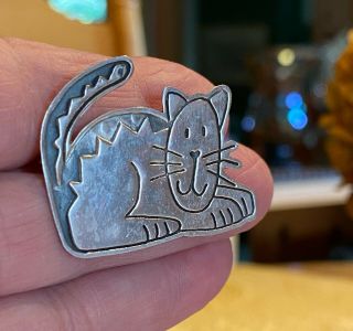 Vintage Cat Brooch Pin EFS Save The Children Sterling Silver 925 4g 3