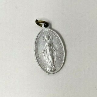 Vtg Metal Aluminum Virgin Mary Religious Catholic Charm Miraculous Medal M21