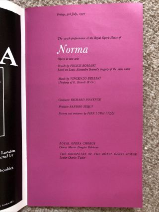 Royal Opera House Programme 1970 Bellini Norma - Joan Sutherland,  Marilyn Horne 2