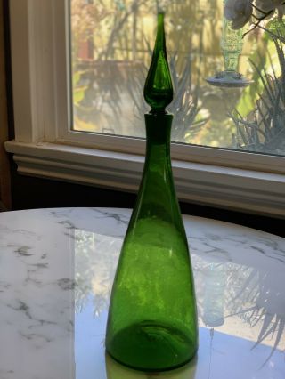 Vintage Blenko Art Glass 16.  5” Decanter Jade Color Winslow Anderson 920 5