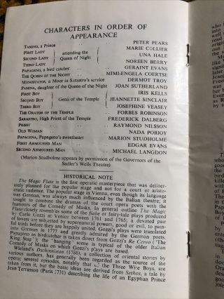 Royal Opera House Programme Magic Flute 1956 - Joan Sutherland as Pamina 3
