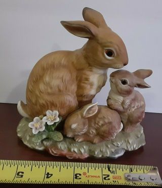 Vintage Masterpiece Porcelain Homco Bunny Blessings 1990 Easter Rabbit Figurines
