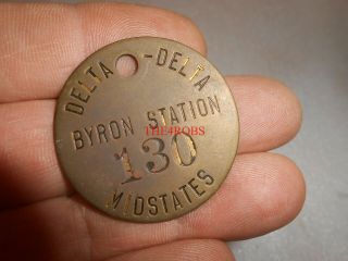 Vintage Byron Station Midstates Nuclear Plant Brass Tool Tag Illinois 1 1/2 " 1