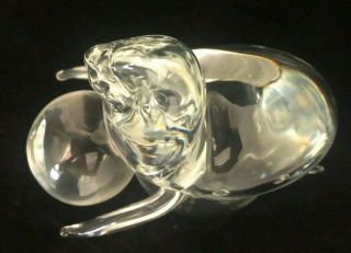 RARE Vintage Signed Licio Zanetti Murano Glass Seal on ball with ball Sculpture 4