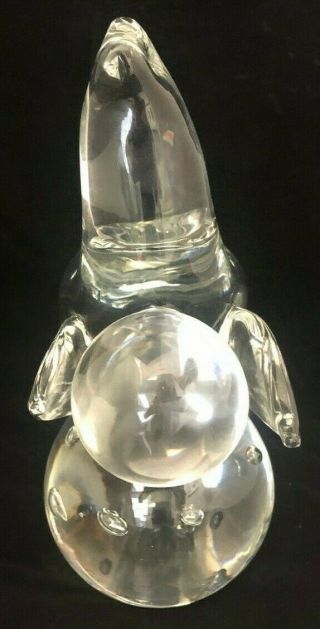 RARE Vintage Signed Licio Zanetti Murano Glass Seal on ball with ball Sculpture 5