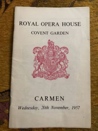 Bizet Carmen 1957 Opera Programme - Joan Sutherland As Micaela,  Regina Resnik