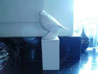 Anthony Theakston White Ceramic Bird On Plinth