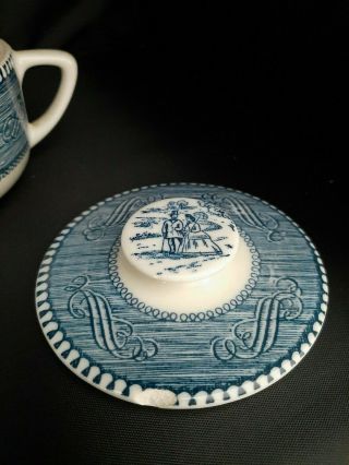 Royal China Blue Currier And Ives Cream And Sugar Set 3