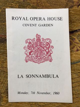 Joan Sutherland In Bellini’s La Sonnambula - Royal Opera House Programme 1960