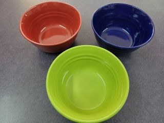 Rachael Ray Double Ridge Bowls Blue,  Green And Red Soup Cereal