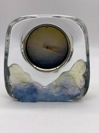 Elegant Daum France Crystal Pate De Verre Blue Waters Clock