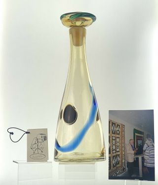 Rare Handmade Blenko Glass 7602 - Wh Kaleidoscope Decanter Wayne Husted Design