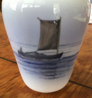 Royal Copenhagen Denmark Porcelain Blue Vase Sail Boat 2898 / 1740 3