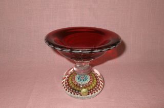 Vintage St Saint Louis French Crystal Art Glass Millefiori Paperweight Compote