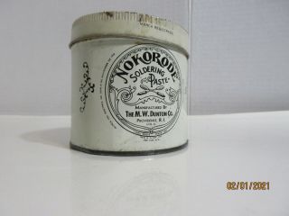 Vintage Nokorode Soldering Paste Tin The M.  W.  Dunton Co.  Providence,  Ri