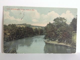 Little Adroscoggin River Auburn Maine Vintage Postcard Posted C H Harlow
