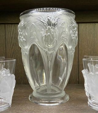 Verlys Thistle Vase 9 - 1/2 " Clear / Frosted Lalique Sabino